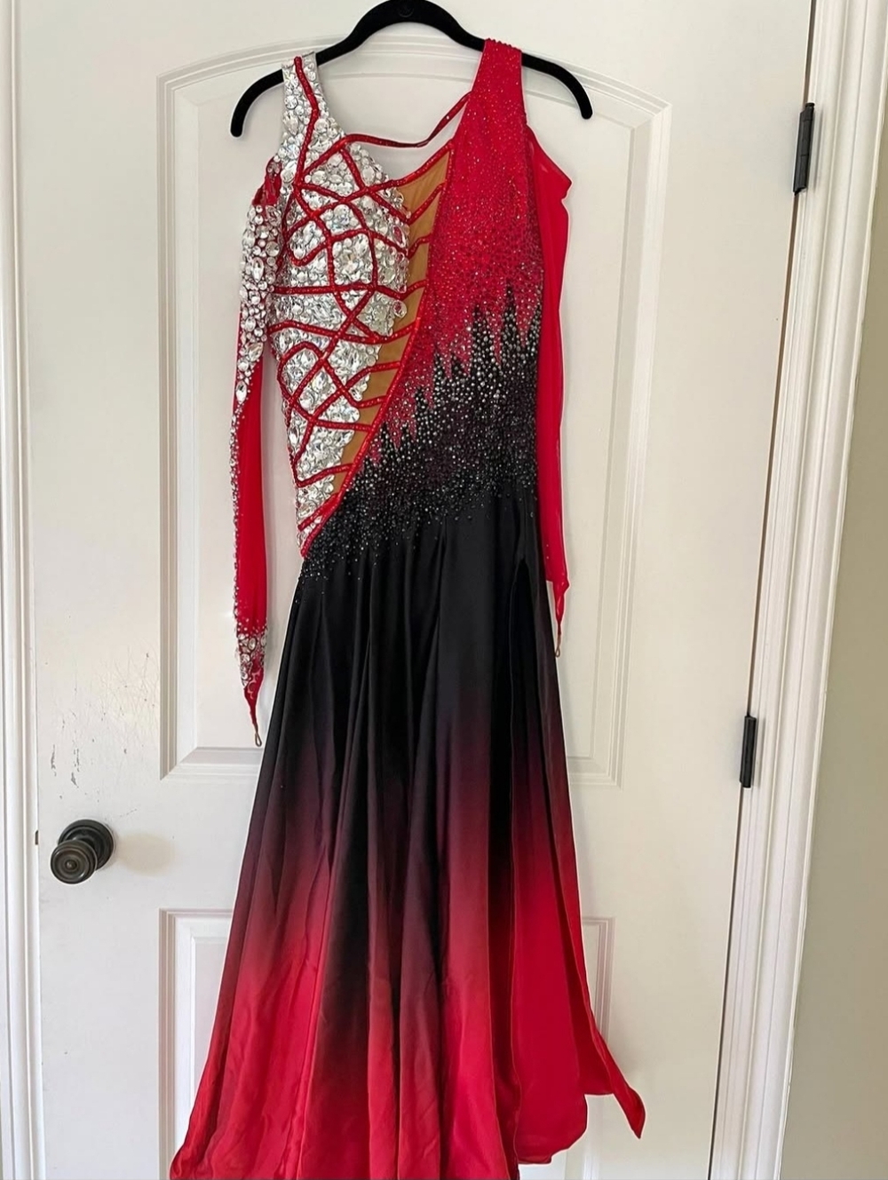 Artistry In Motion Red and Black Ombre Smooth Ballroom Dress